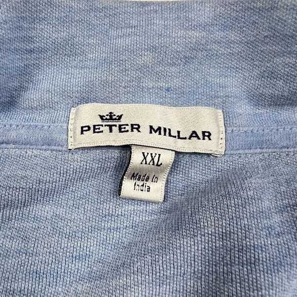 PETER MILLAR Pullover 1/4 Zip Sweatshirt Business Cotton Modal Blue Men's XXL - Picture 2 of 9